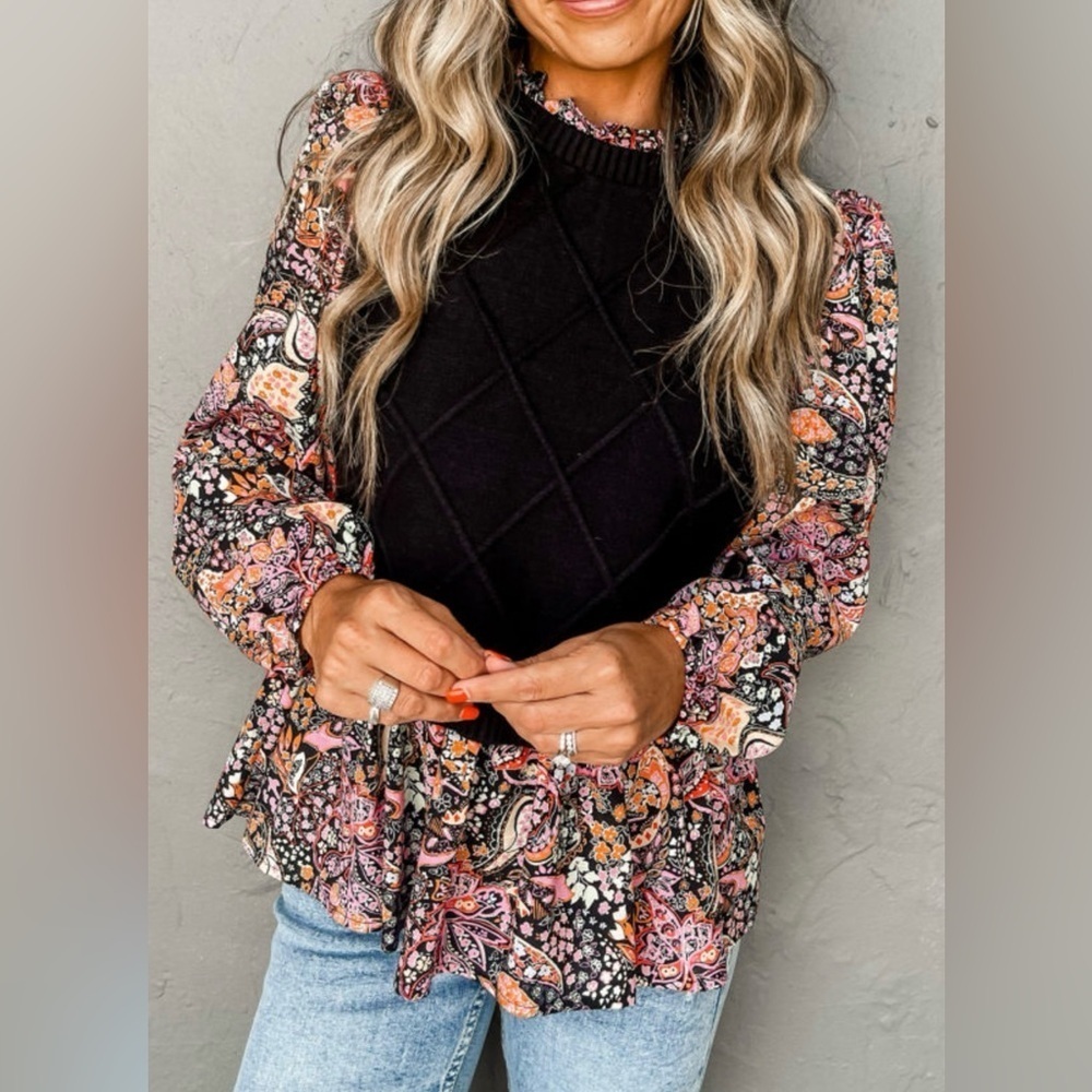 Floral Black Women's Top
